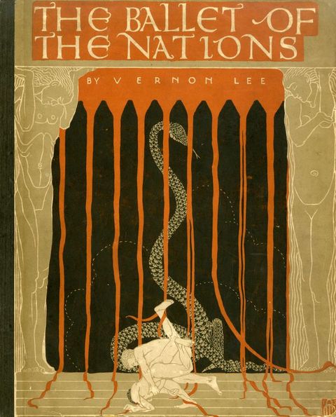 Cover of a book. The title is in beige against an orange-red banner across the top. Two pale-skinned men wrestle at the bottom centre in front of a rearing snake. Streams of orange-red drip like a bloody prison in front of the snake before tangling around the men’s feet.